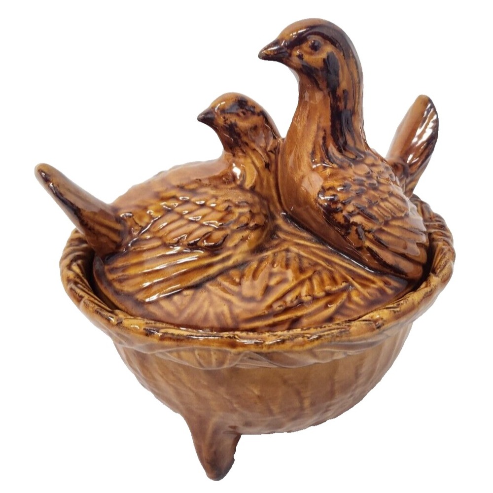 Vintage Maddux Of California Love Bird Dove On Nest Covered Bowl Candy Dish